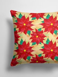 14 in x 14 in Outdoor Throw PillowPoinsetta Christmas Fabric Decorative Pillow