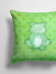 14 in x 14 in Outdoor Throw PillowPolkadot Frog Watercolor Fabric Decorative Pillow