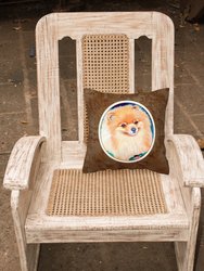 14 in x 14 in Outdoor Throw PillowPomeranian  Fabric Decorative Pillow