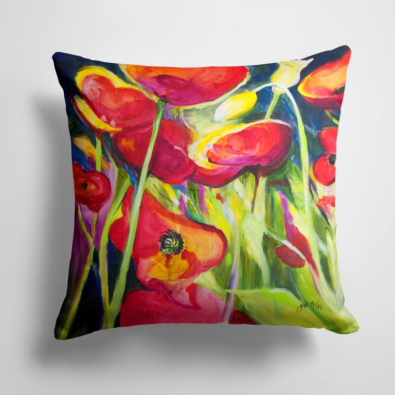 14 in x 14 in Outdoor Throw PillowPoppies Fabric Decorative Pillow