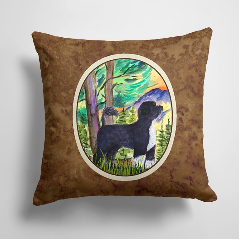 14 in x 14 in Outdoor Throw PillowPortuguese Water Dog Fabric Decorative Pillow
