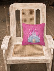 14 in x 14 in Outdoor Throw PillowPrincess Castle Watercolor Fabric Decorative Pillow