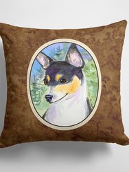 14 in x 14 in Outdoor Throw PillowRat Terrier Fabric Decorative Pillow