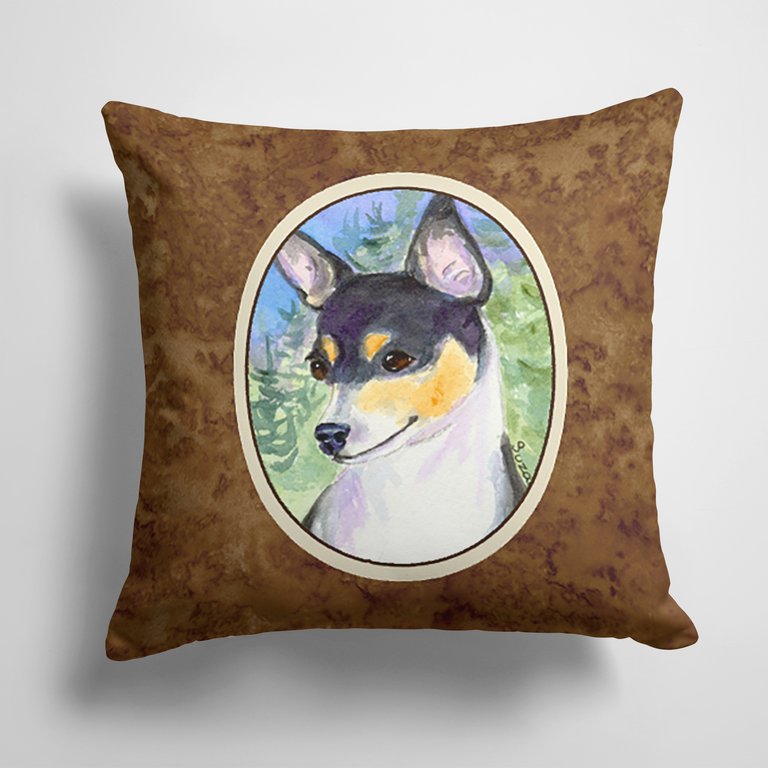 14 in x 14 in Outdoor Throw PillowRat Terrier Fabric Decorative Pillow