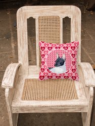 14 in x 14 in Outdoor Throw PillowRat Terrier Hearts Love and Valentine's Day Portrait Fabric Decorative Pillow