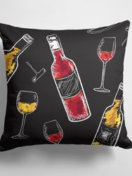 14 in x 14 in Outdoor Throw PillowRed and White Wine on Black Fabric Decorative Pillow