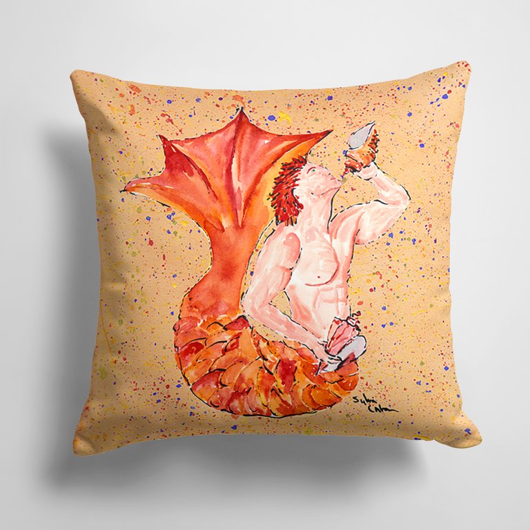 14 in x 14 in Outdoor Throw PillowRed Headed Ginger Merman Fabric Decorative Pillow