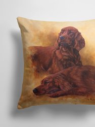 14 in x 14 in Outdoor Throw PillowRed Irish Setters Portrait by Michael Herring Fabric Decorative Pillow