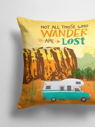 14 in x 14 in Outdoor Throw PillowRV Camper Camping Wander Fabric Decorative Pillow