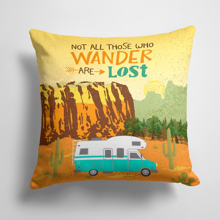 14 in x 14 in Outdoor Throw PillowRV Camper Camping Wander Fabric Decorative Pillow