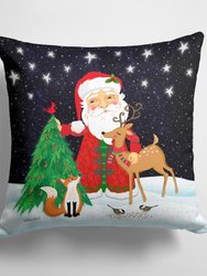 14 in x 14 in Outdoor Throw PillowSanta Claus Christmas Fabric Decorative Pillow