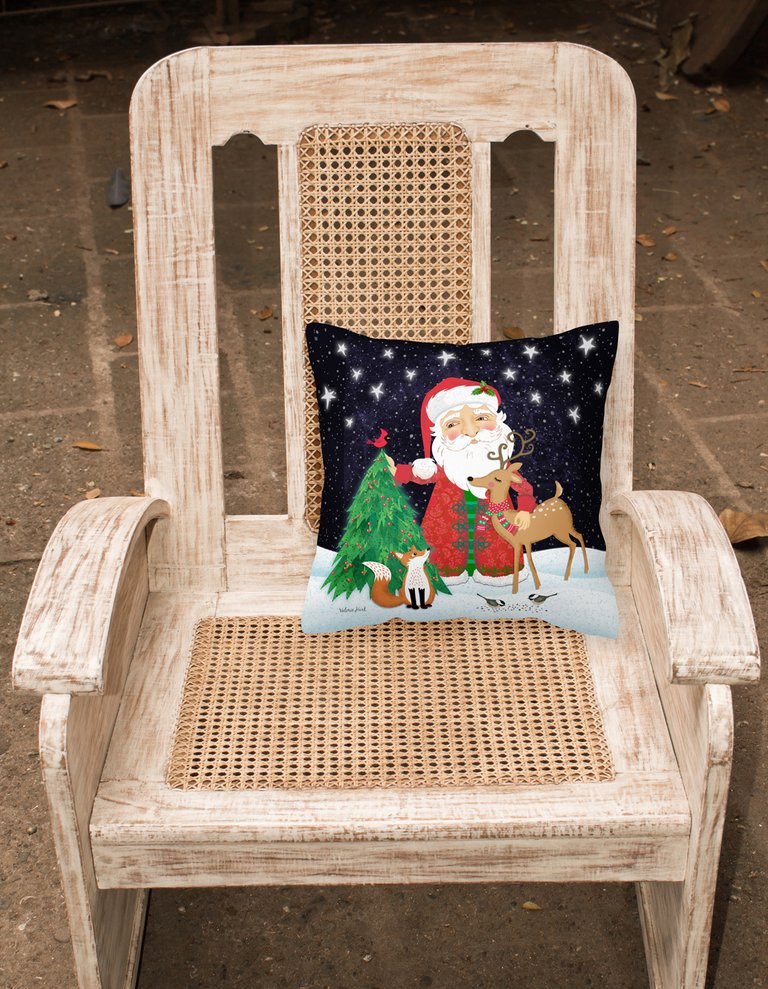14 in x 14 in Outdoor Throw PillowSanta Claus Christmas Fabric Decorative Pillow