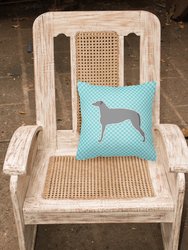 14 in x 14 in Outdoor Throw PillowScottish Deerhound  Checkerboard Blue Fabric Decorative Pillow