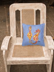 14 in x 14 in Outdoor Throw PillowSeahorses on Blue Fabric Decorative Pillow