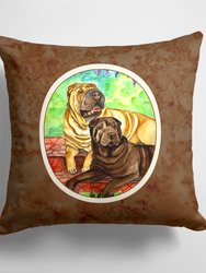 14 in x 14 in Outdoor Throw PillowShar Pei Fawn and Chocolate Fabric Decorative Pillow
