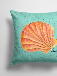 14 in x 14 in Outdoor Throw PillowShell on Teal Fabric Decorative Pillow