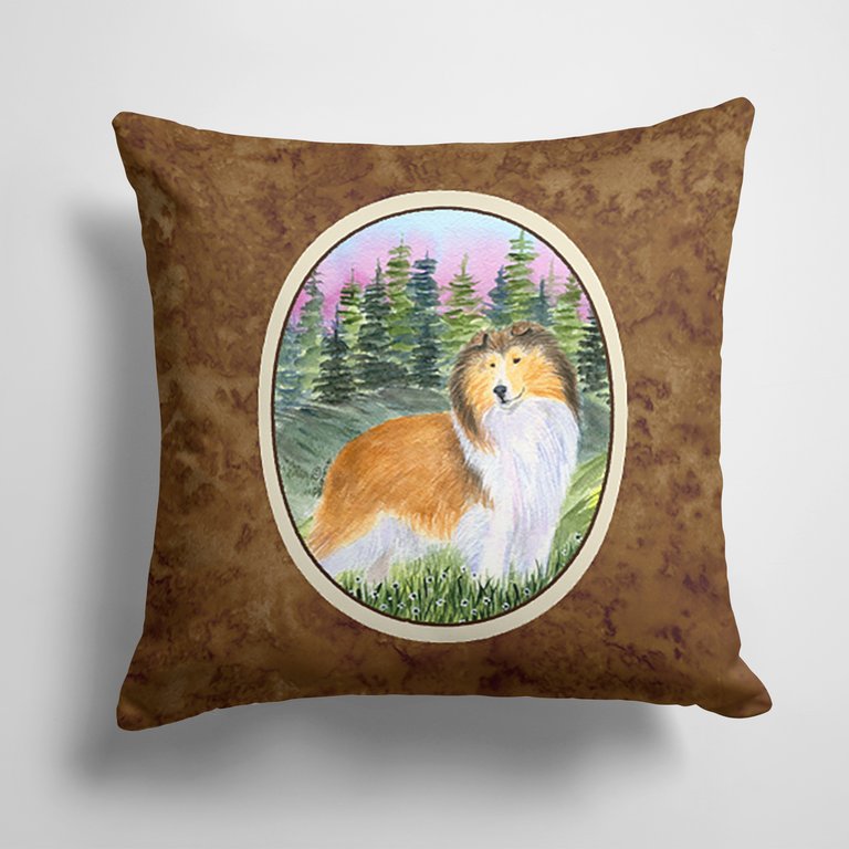 14 in x 14 in Outdoor Throw PillowSheltie Fabric Decorative Pillow