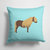 14 in x 14 in Outdoor Throw PillowShetland Pony Horse Blue Check Fabric Decorative Pillow