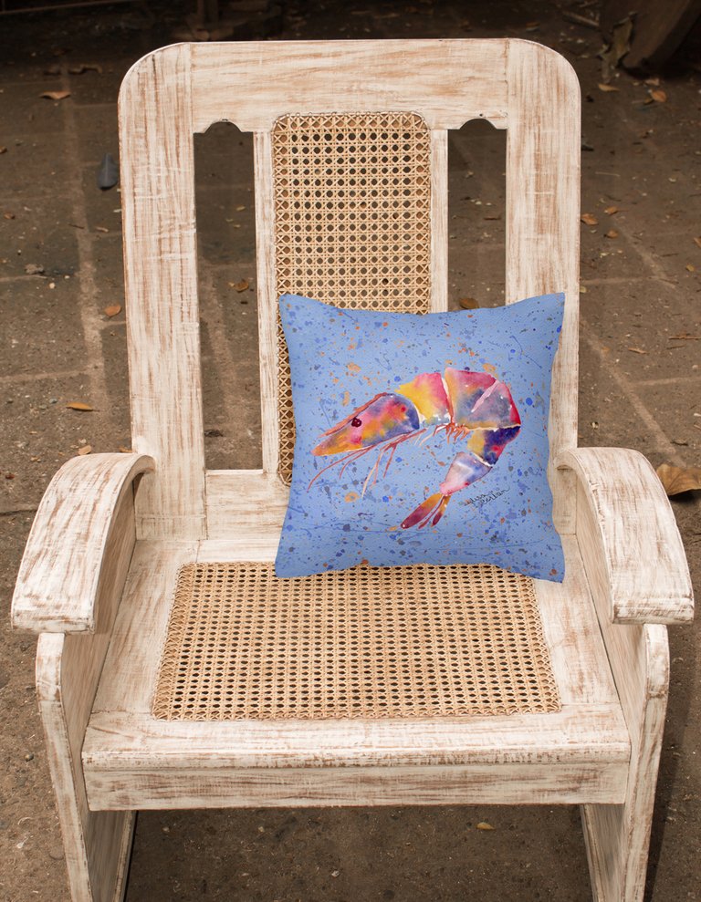 14 in x 14 in Outdoor Throw PillowShrimp Fabric Decorative Pillow