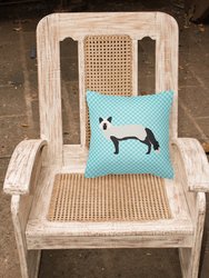 14 in x 14 in Outdoor Throw PillowSilver Fox Blue Check Fabric Decorative Pillow