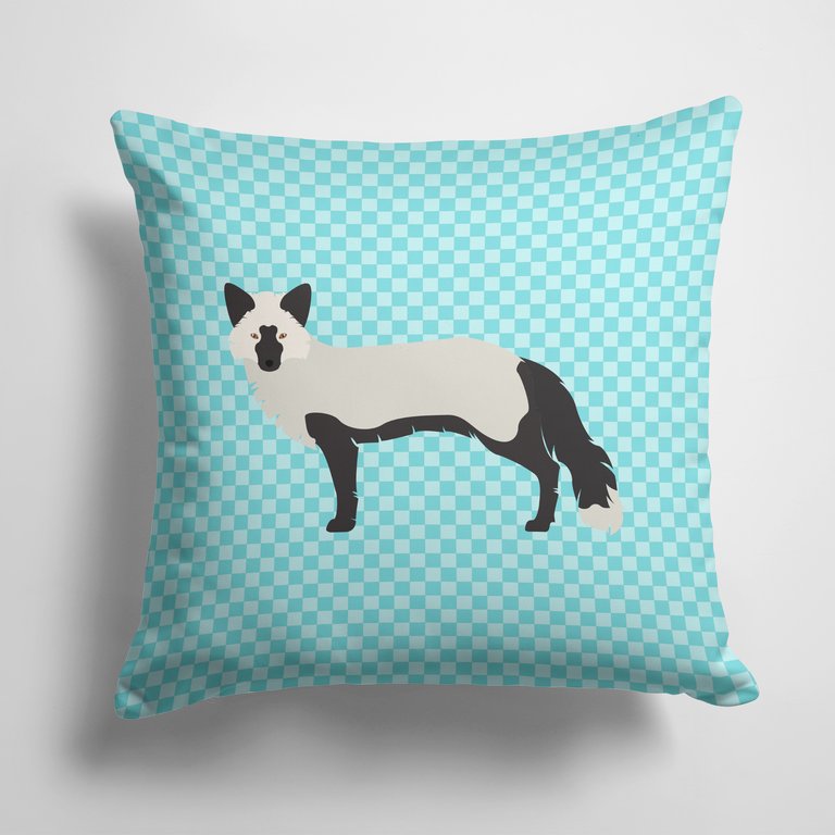 14 in x 14 in Outdoor Throw PillowSilver Fox Blue Check Fabric Decorative Pillow