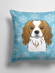 14 in x 14 in Outdoor Throw PillowSnowflake Cavalier Spaniel Fabric Decorative Pillow