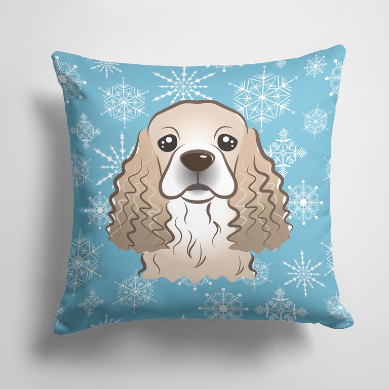 14 in x 14 in Outdoor Throw PillowSnowflake Cocker Spaniel Fabric Decorative Pillow