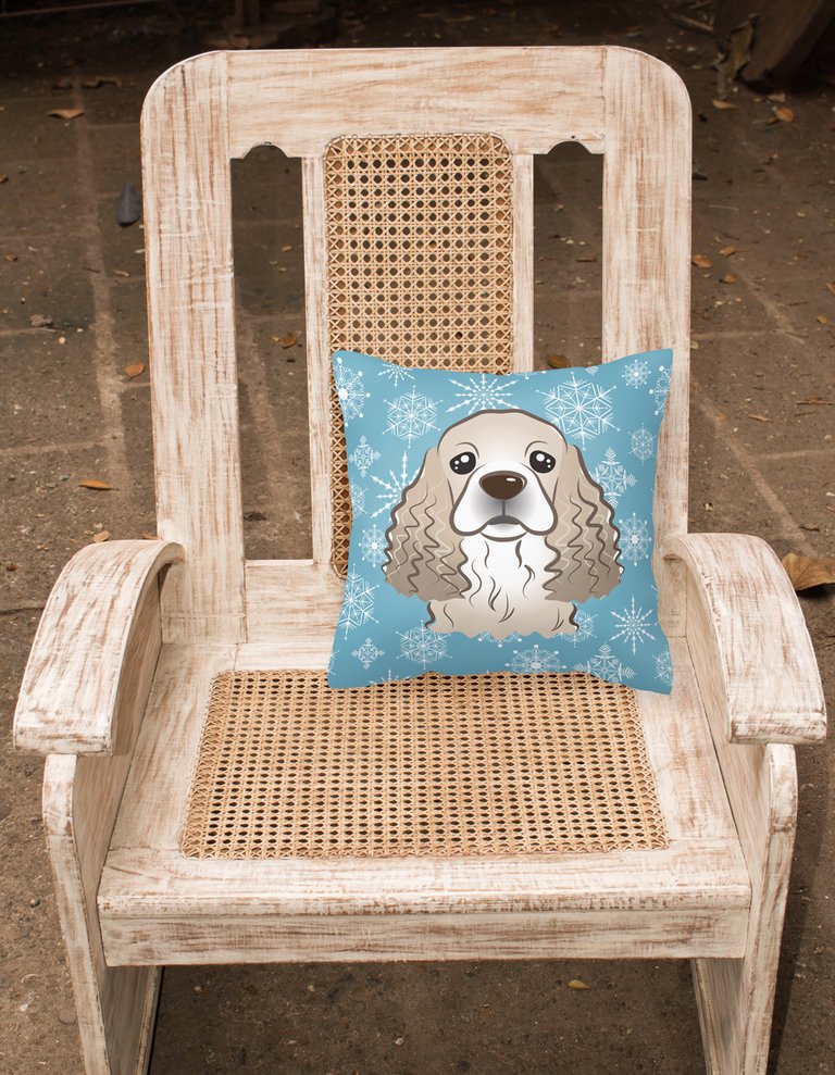 14 in x 14 in Outdoor Throw PillowSnowflake Cocker Spaniel Fabric Decorative Pillow