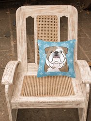 14 in x 14 in Outdoor Throw PillowSnowflake English Bulldog  Fabric Decorative Pillow