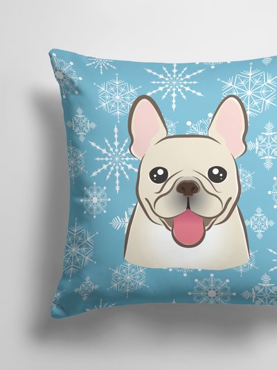 Caroline's Treasures 14 in x 14 in Outdoor Throw PillowSnowflake French Bulldog Fabric Decorative Pillow product