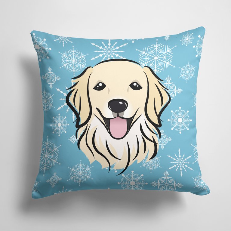 14 in x 14 in Outdoor Throw PillowSnowflake Golden Retriever Fabric Decorative Pillow