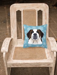 14 in x 14 in Outdoor Throw PillowSnowflake Saint Bernard Fabric Decorative Pillow