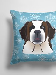 14 in x 14 in Outdoor Throw PillowSnowflake Saint Bernard Fabric Decorative Pillow