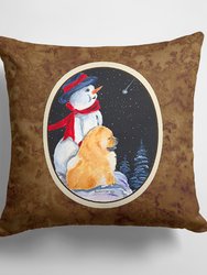 14 in x 14 in Outdoor Throw PillowSnowman with Chow Chow Fabric Decorative Pillow