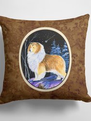 14 in x 14 in Outdoor Throw PillowStarry Night Sheltie Fabric Decorative Pillow