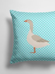 14 in x 14 in Outdoor Throw PillowSteinbacher Goose Blue Check Fabric Decorative Pillow