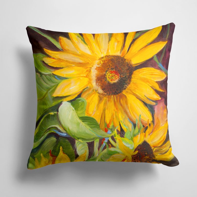 14 in x 14 in Outdoor Throw PillowSunflowers Fabric Decorative Pillow