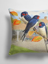 14 in x 14 in Outdoor Throw PillowSwallows by Sarah Adams Fabric Decorative Pillow