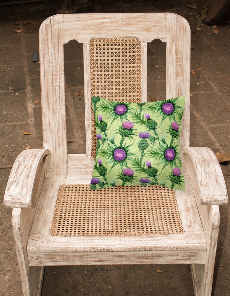 14 in x 14 in Outdoor Throw PillowThistle Fabric Decorative Pillow