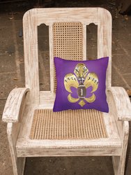 14 in x 14 in Outdoor Throw PillowTiger Football Fleur de lis Fabric Decorative Pillow