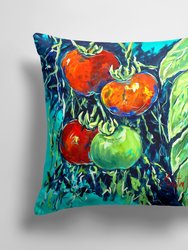 14 in x 14 in Outdoor Throw PillowTomatoe Tomato Fabric Decorative Pillow