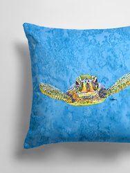 14 in x 14 in Outdoor Throw PillowTurtle  Coming at you Fabric Decorative Pillow