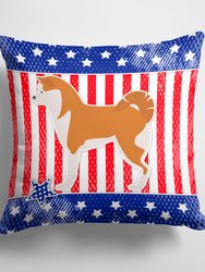 14 in x 14 in Outdoor Throw PillowUSA Patriotic Akita Fabric Decorative Pillow