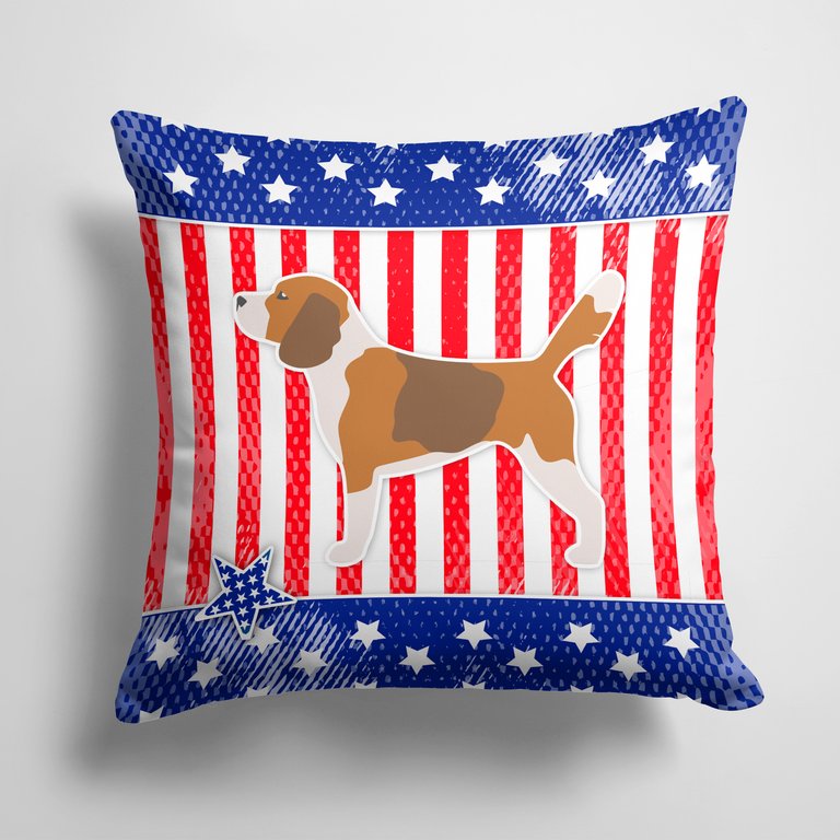 14 in x 14 in Outdoor Throw PillowUSA Patriotic Beagle Fabric Decorative Pillow