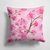 14 in x 14 in Outdoor Throw PillowWatercolor Pink Flowers Fabric Decorative Pillow