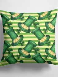 14 in x 14 in Outdoor Throw PillowWatercolor St Patrick's Day Leprechan Hat Fabric Decorative Pillow