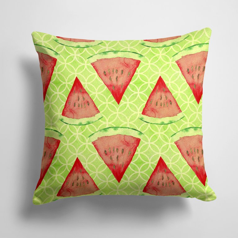 14 in x 14 in Outdoor Throw PillowWatercolor Watermelon Fabric Decorative Pillow