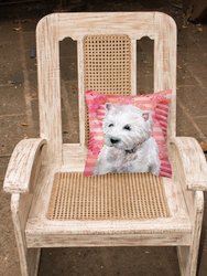 14 in x 14 in Outdoor Throw PillowWestie Love Fabric Decorative Pillow