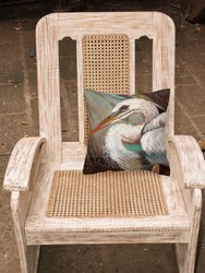 14 in x 14 in Outdoor Throw PillowWhite Egret Fabric Decorative Pillow