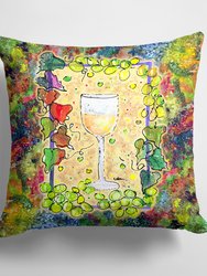 14 in x 14 in Outdoor Throw PillowWhite Wine Fabric Decorative Pillow